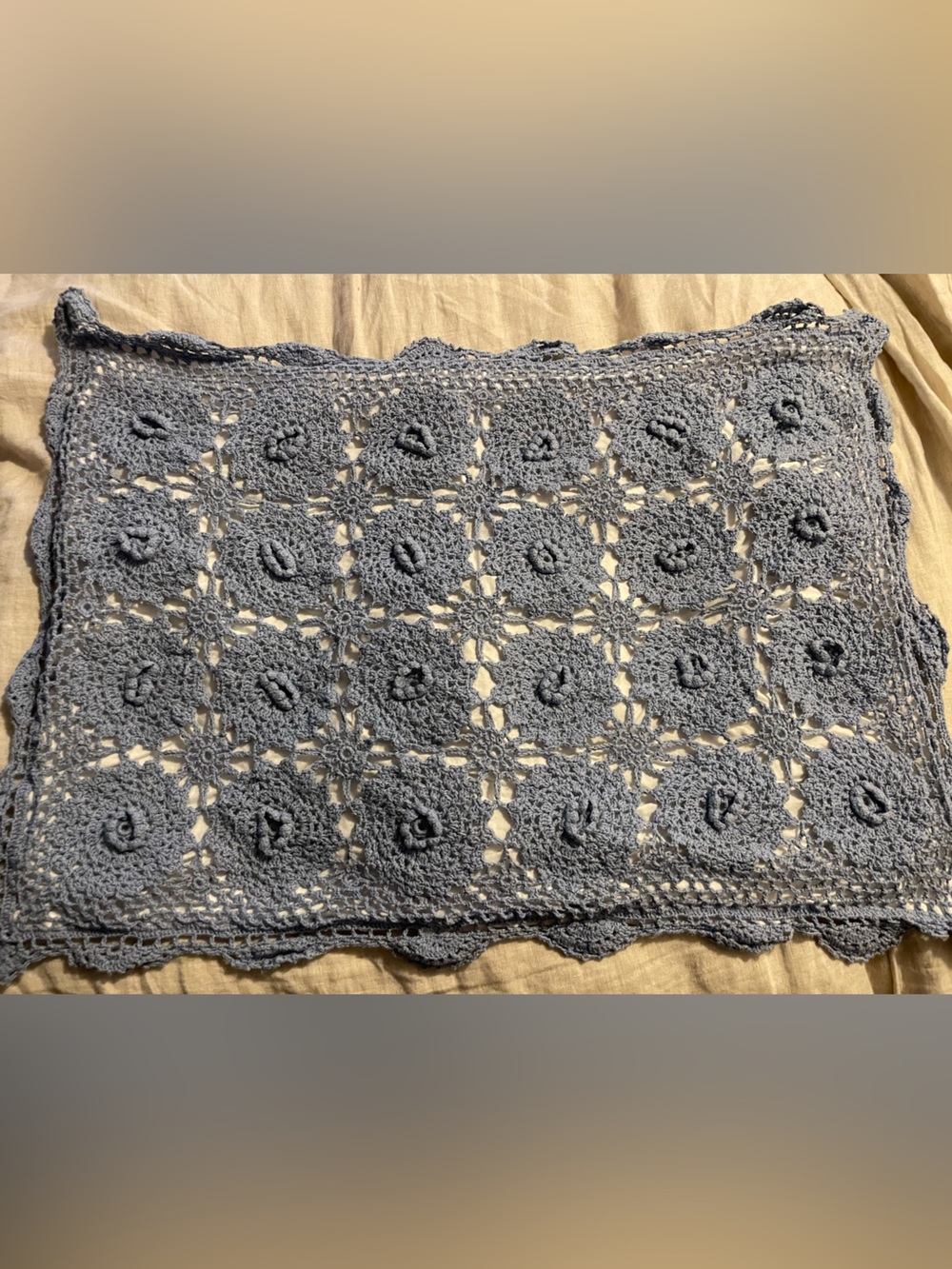 Handmade blue Crochet Sham Pillow  - Home Accents